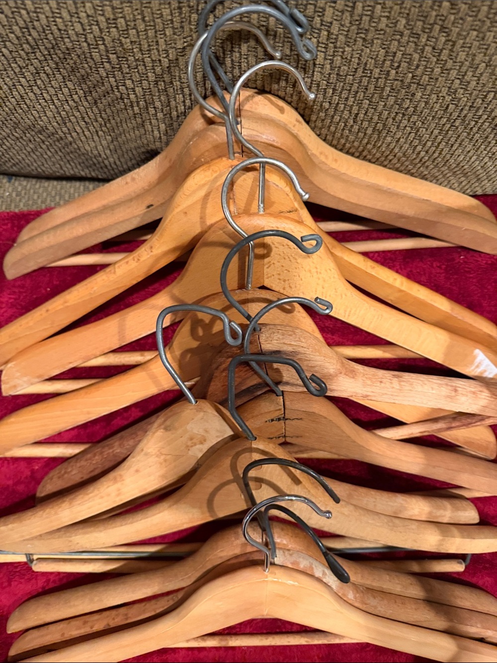 Wooden Suit Hangers  (12)- Natural Wood Finish (Set) - Picture 3 of 3